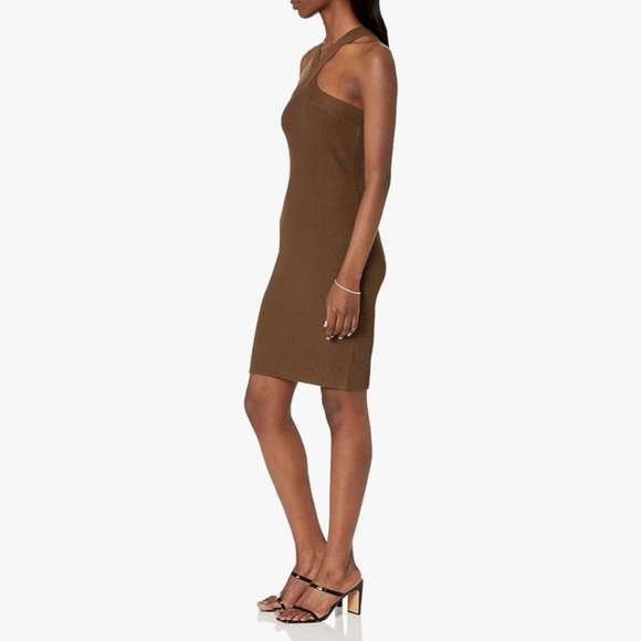 Brown One Shoulder Sheath Cocktail Dress - Picture 4 of 13